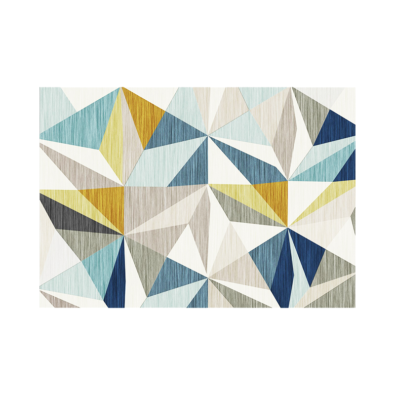 Tapis de chambre à coucher, tapis abstrait moderne, tapis domestique antidérapant lavable, tapis imitation cachemire (bleu foncé, 5,2 'x6,5')